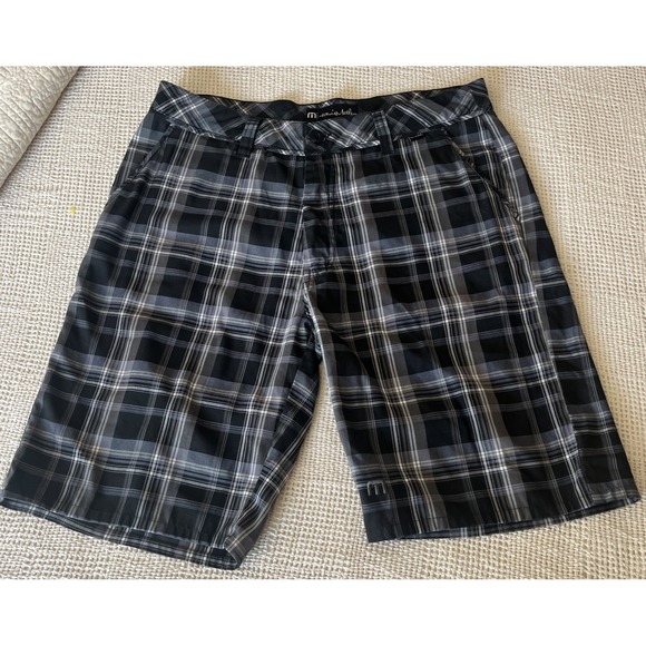 Travis Mathew Other - Travis Mathew Shorts Black Gray Plaid Performance Golf Stretch Mens 32 x 10‎